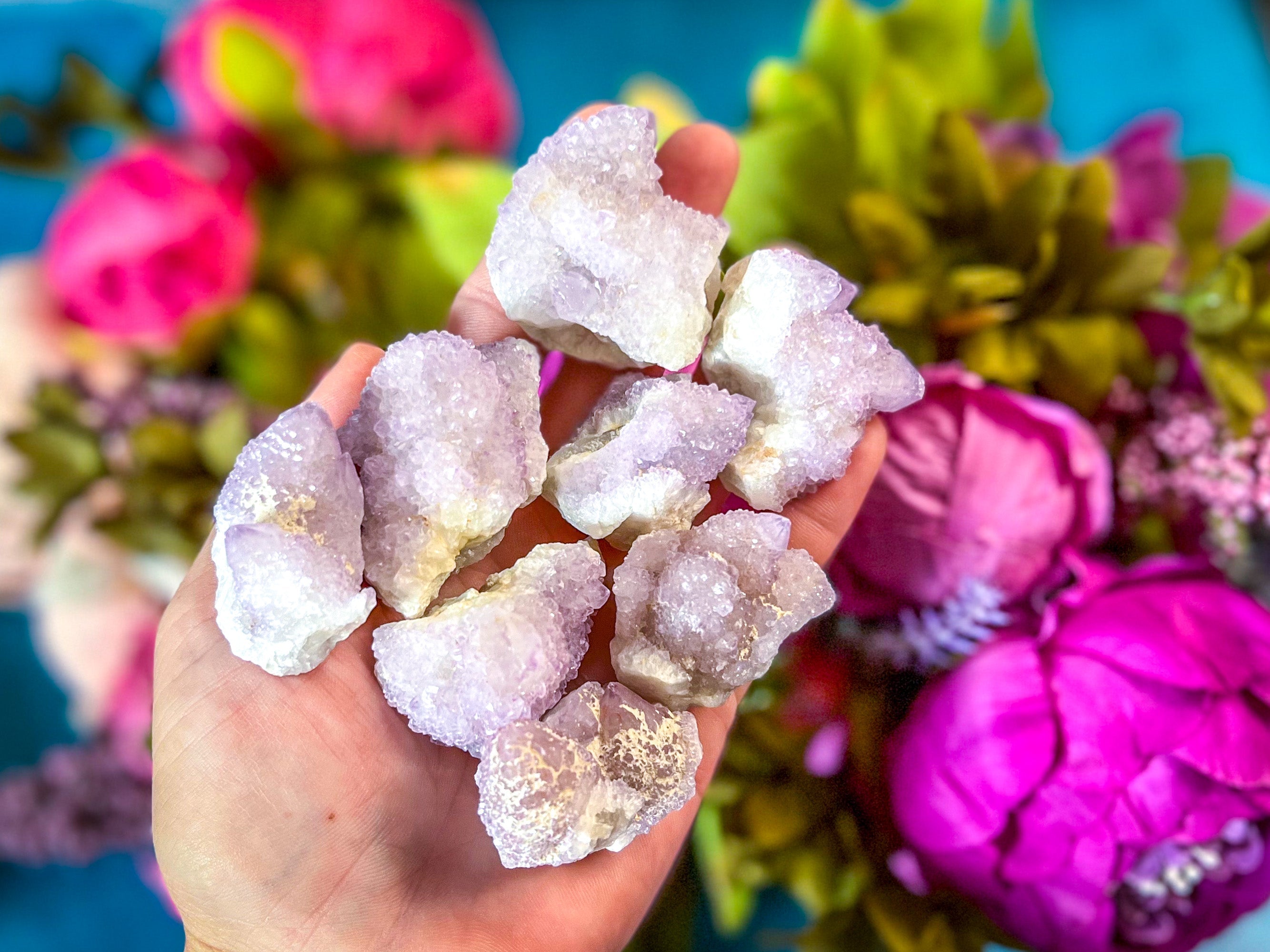 Ethically Sourced Spirit Amethyst Quartz Clusters, Cactus Quartz