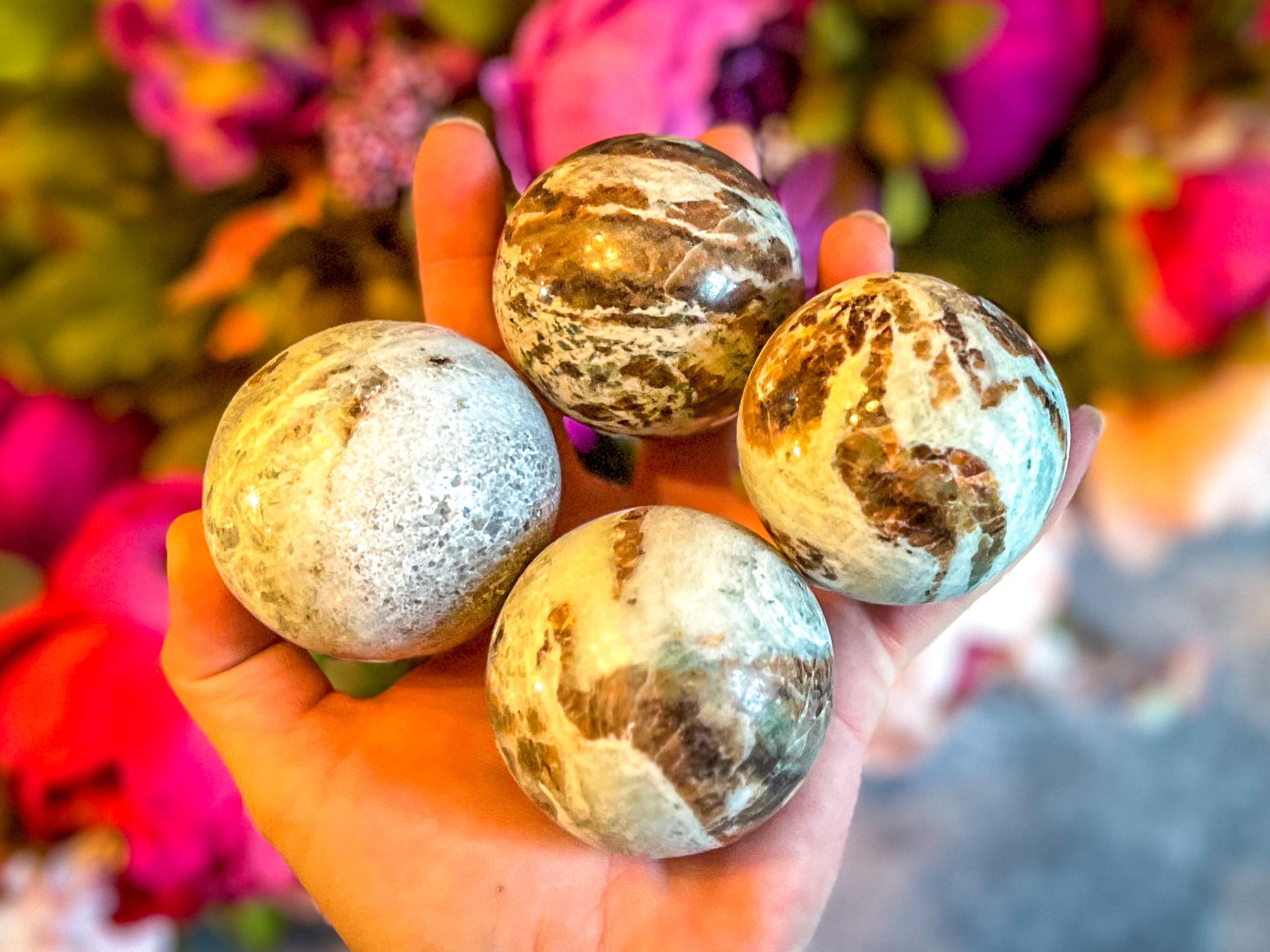 Vesuvianite and Garnet Crystal Spheres, ethically sourced